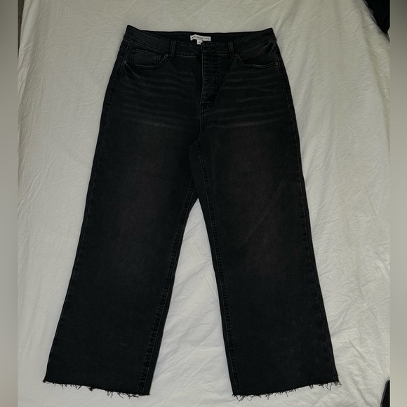 NWOT And Now This Jeans High Waist Wide-Leg Rip Crop Black Wash Size 31 Vintage - Picture 14 of 16